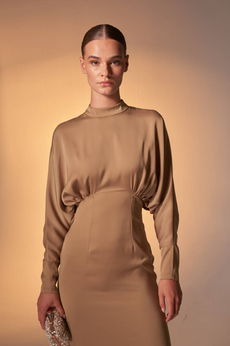 Alessa Abiye Elbise Yağ Yeşili - EMNORA