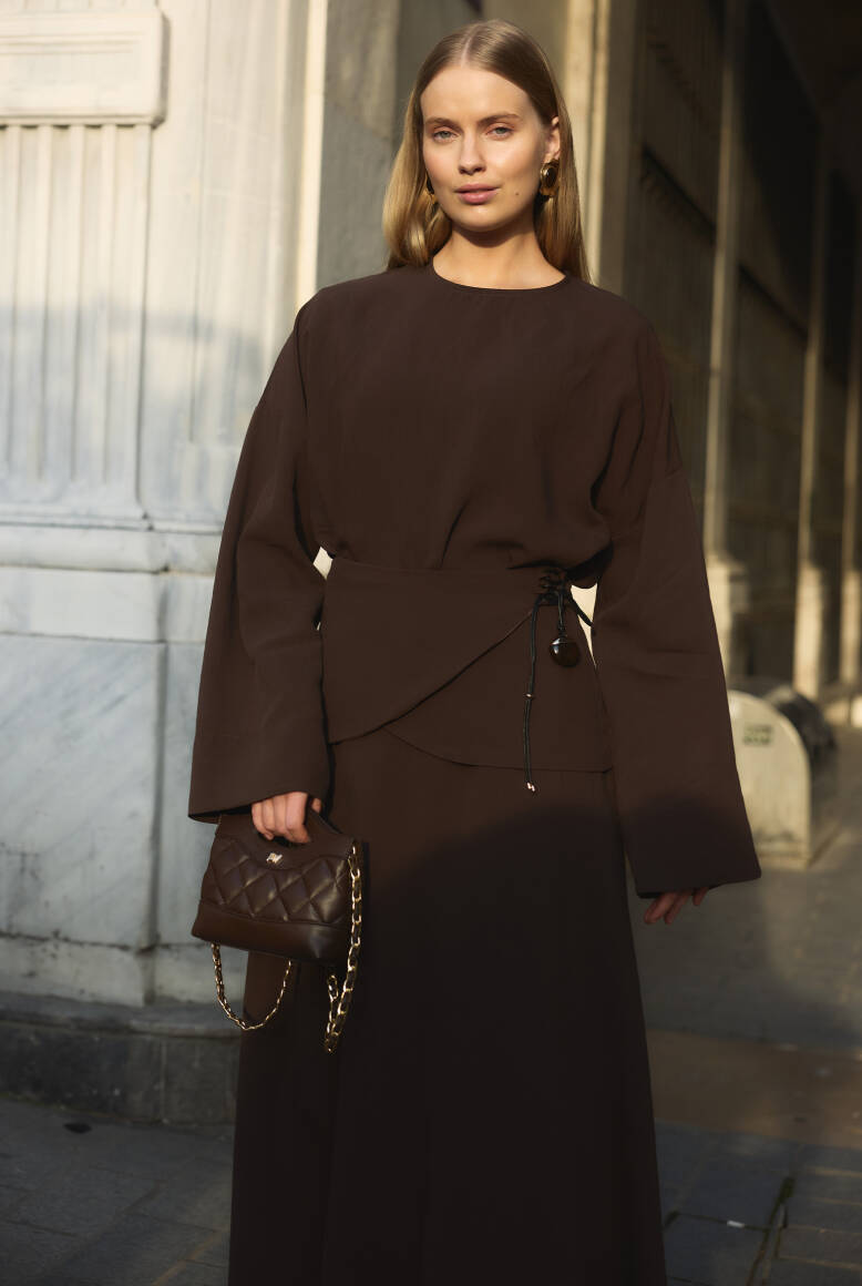 Aller Detaylı Etek Takım Acı Kahve - 5