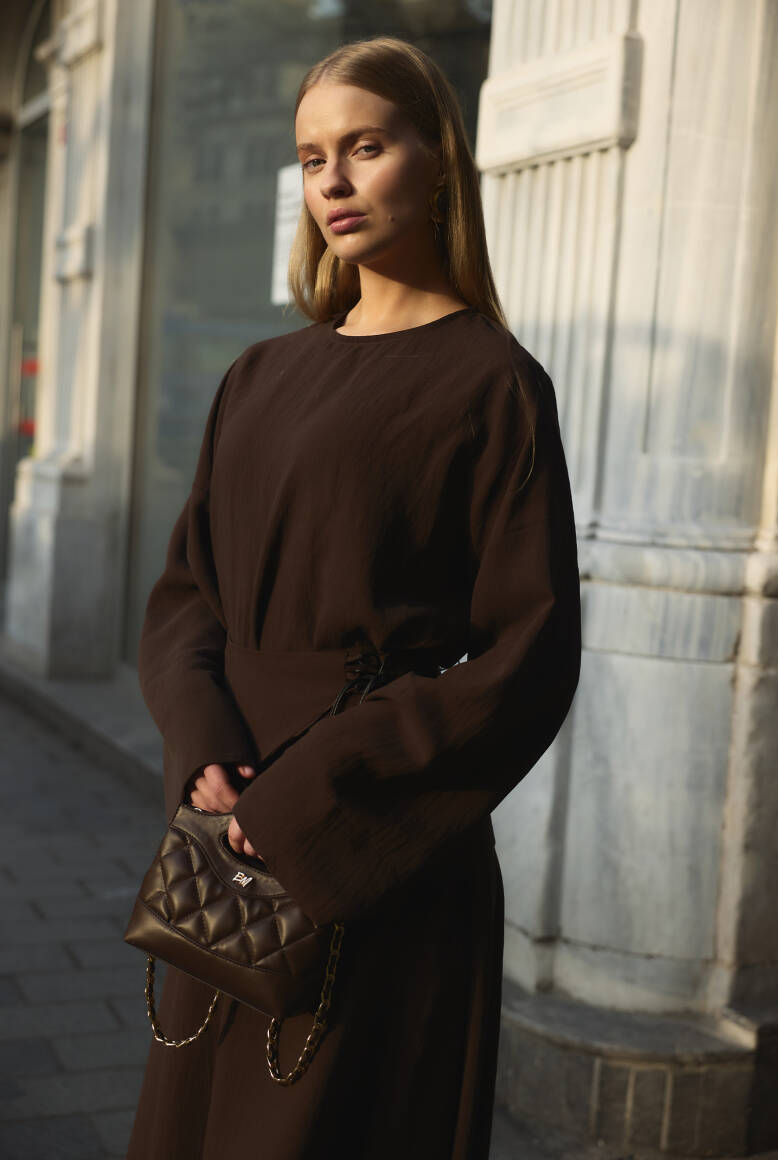 Aller Detaylı Etek Takım Acı Kahve - 8