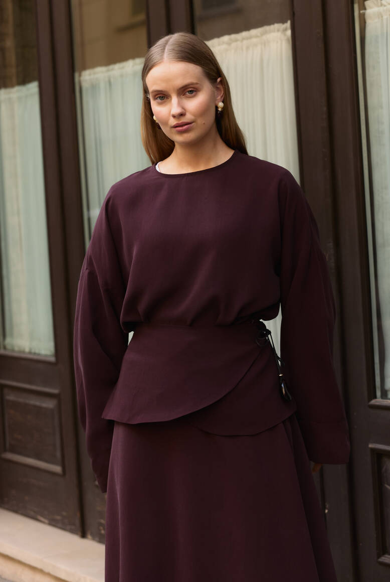 Aller Detaylı Etek Takım Burgonya - 3