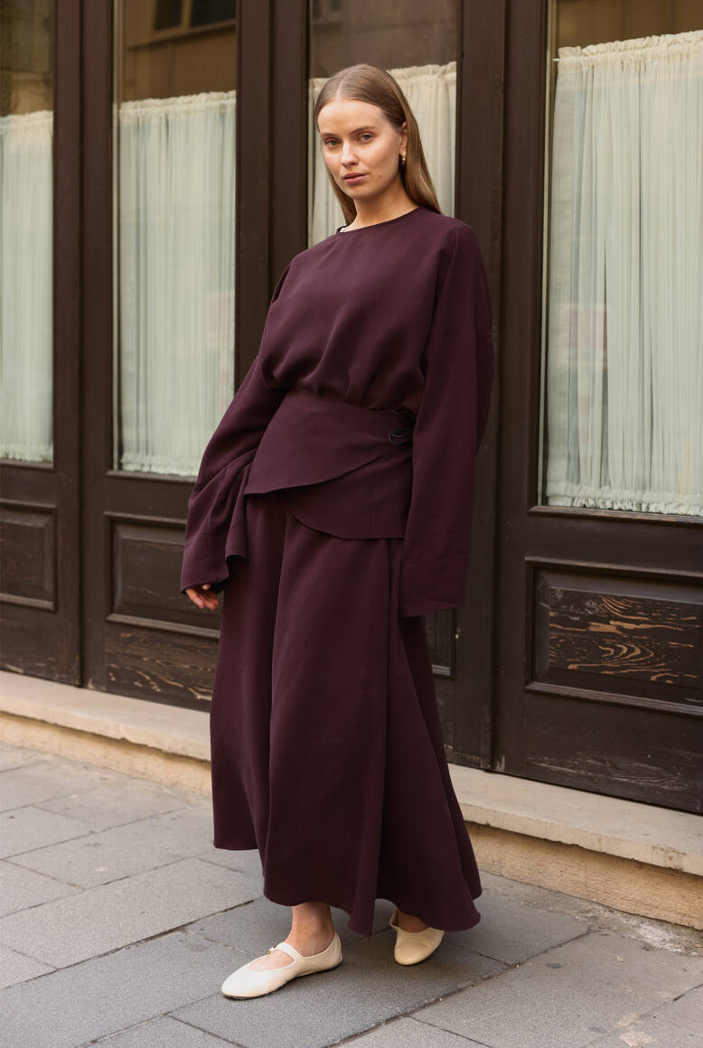 Aller Detaylı Etek Takım Burgonya - 4