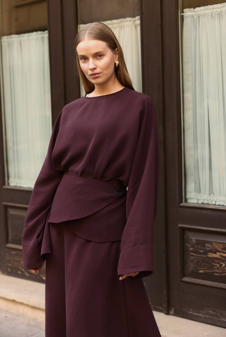 Aller Detaylı Etek Takım Burgonya - 5