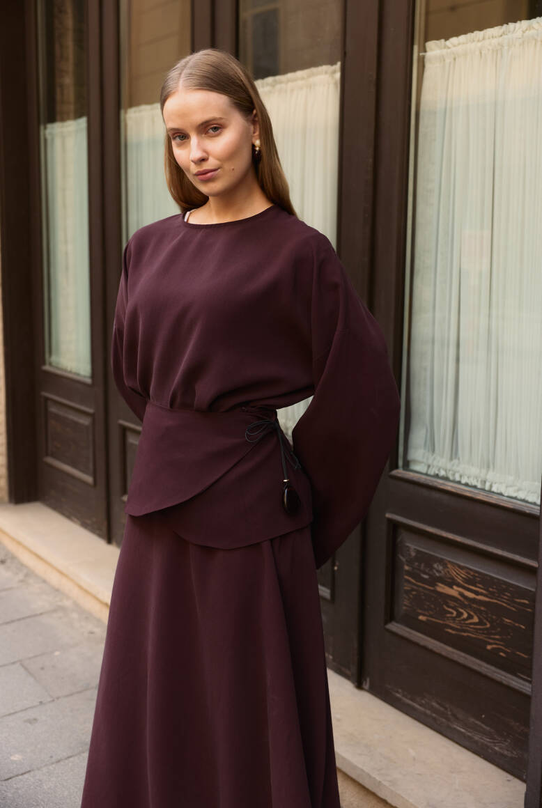 Aller Detaylı Etek Takım Burgonya - 2