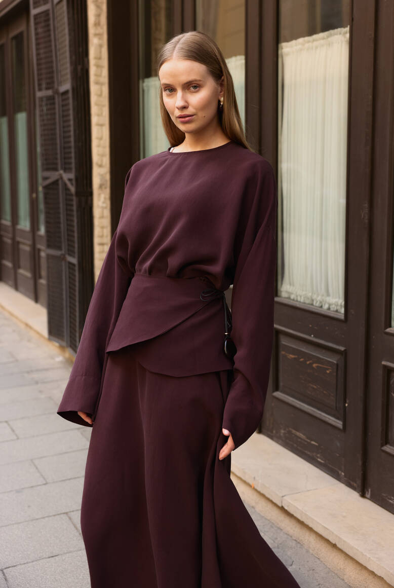 Aller Detaylı Etek Takım Burgonya - 6