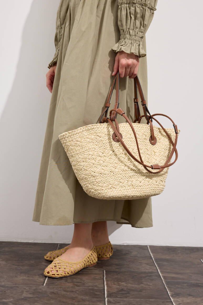 Aluna Tote Hasır Çanta Bej - 9
