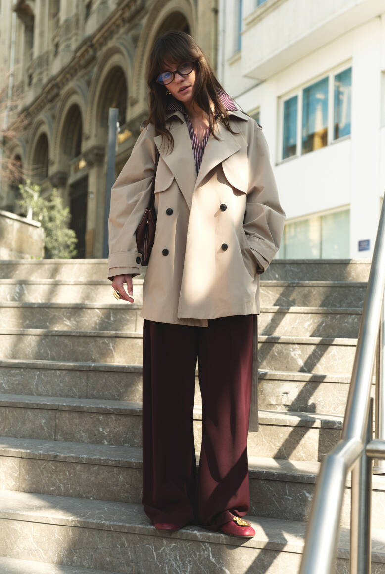 Apolet Detaylı Premium Trençkot Taş - 3