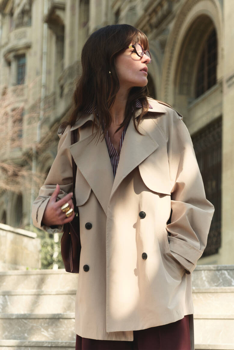 Apolet Detaylı Premium Trençkot Taş - 1