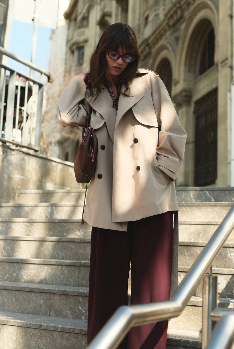 Apolet Detaylı Premium Trençkot Taş - 4