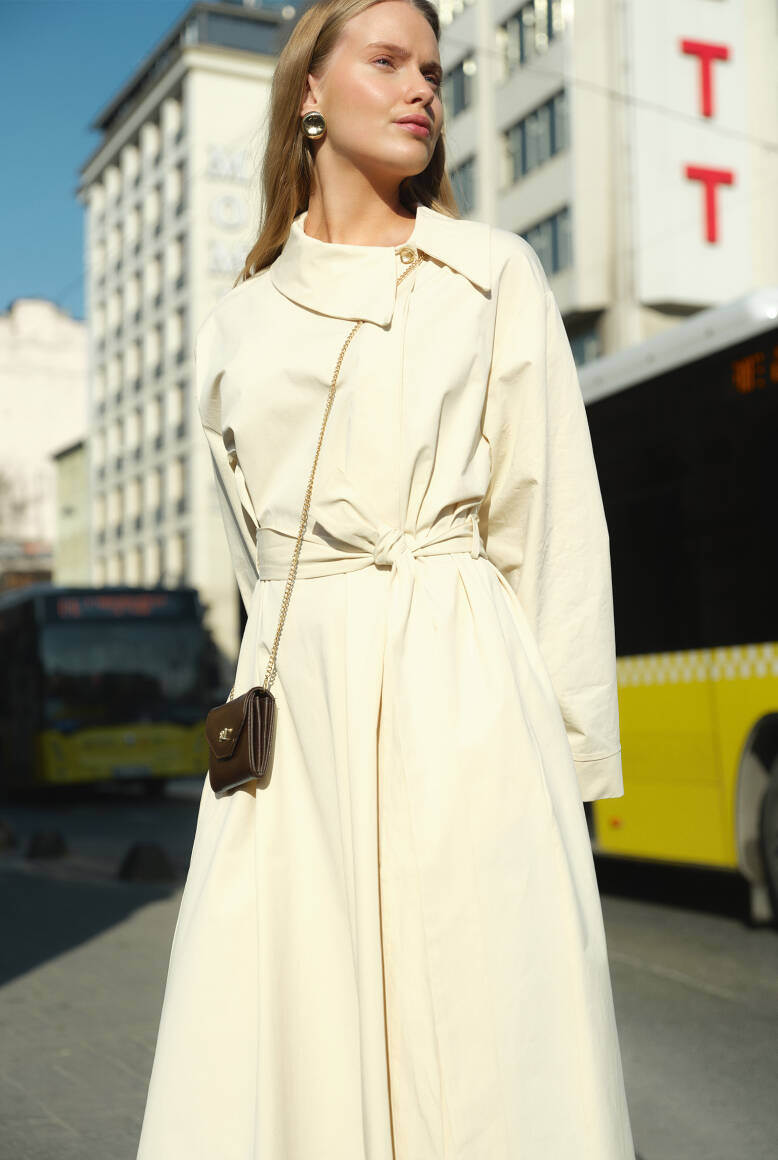 Asimetrik Yaka Elbise Taş - 4