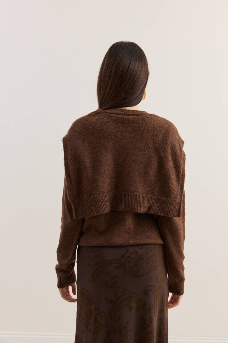 Atkılı Triko Kazak Acı Kahve - 6