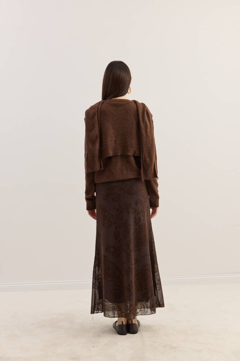 Atkılı Triko Kazak Acı Kahve - 7