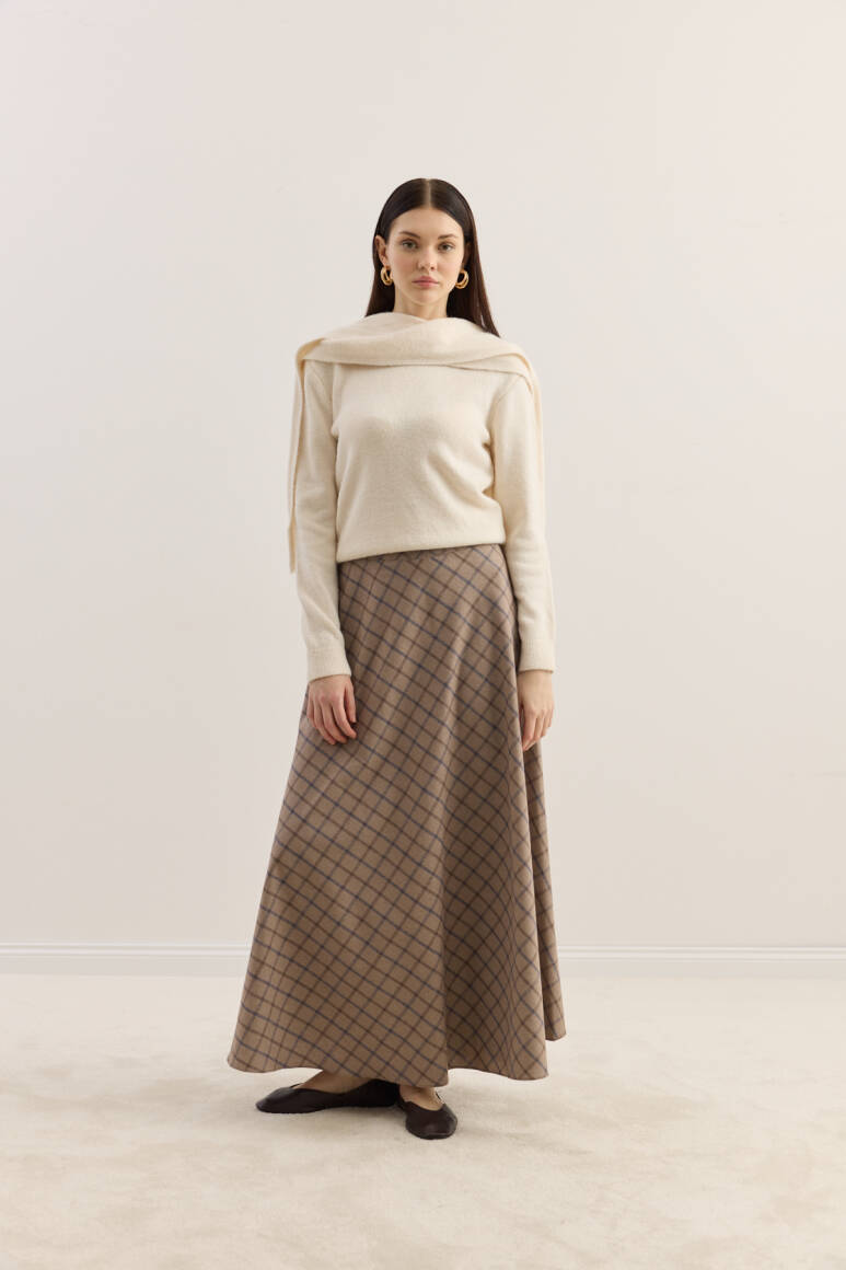 Atkılı Triko Kazak Bej - 4