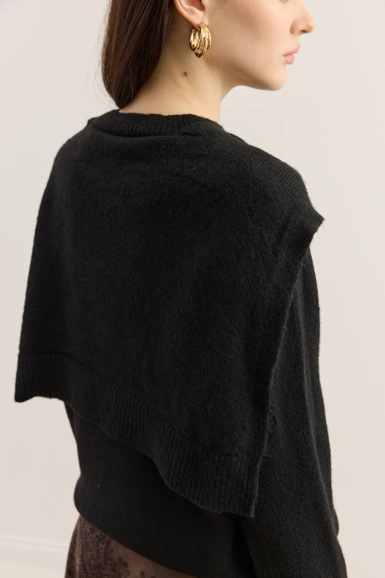 Atkılı Triko Kazak Siyah - 6