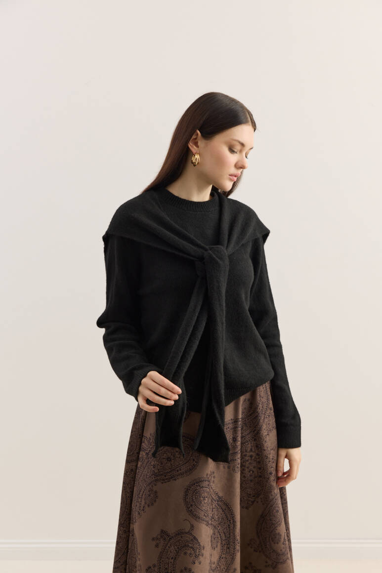 Atkılı Triko Kazak Siyah - 3