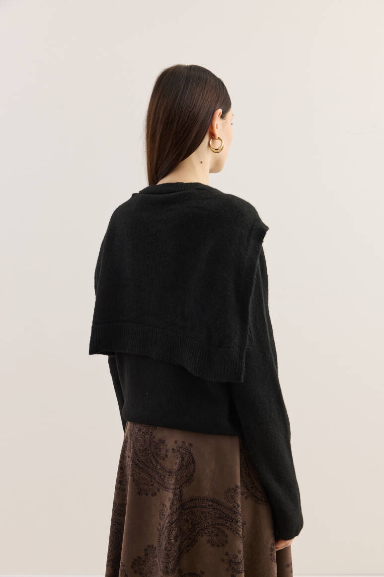 Atkılı Triko Kazak Siyah - 5