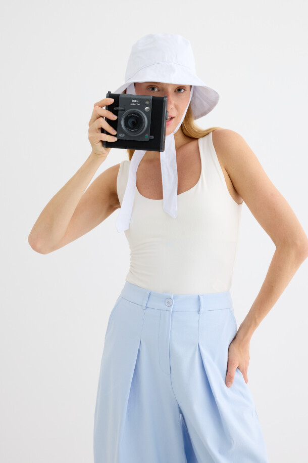 Bağlamalı Bucket Şapka Beyaz - EMNORA (1)