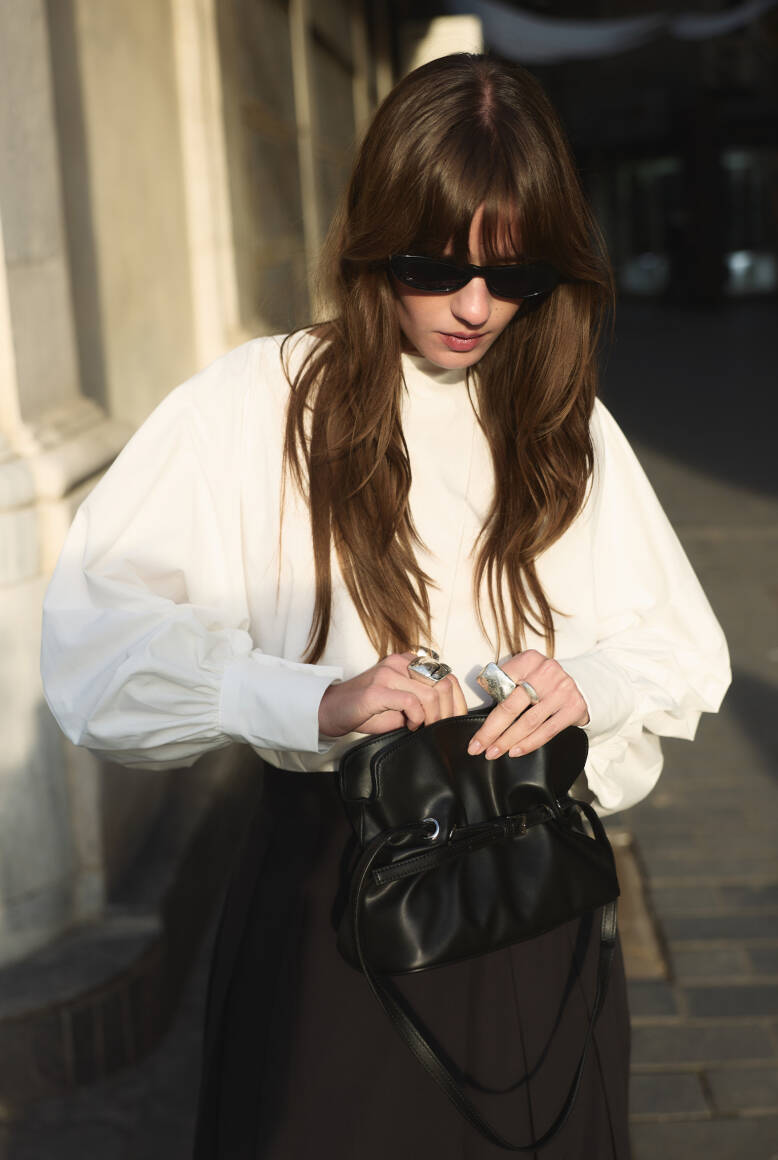 Balon Kol Premium Poplin Gömlek Beyaz - 1