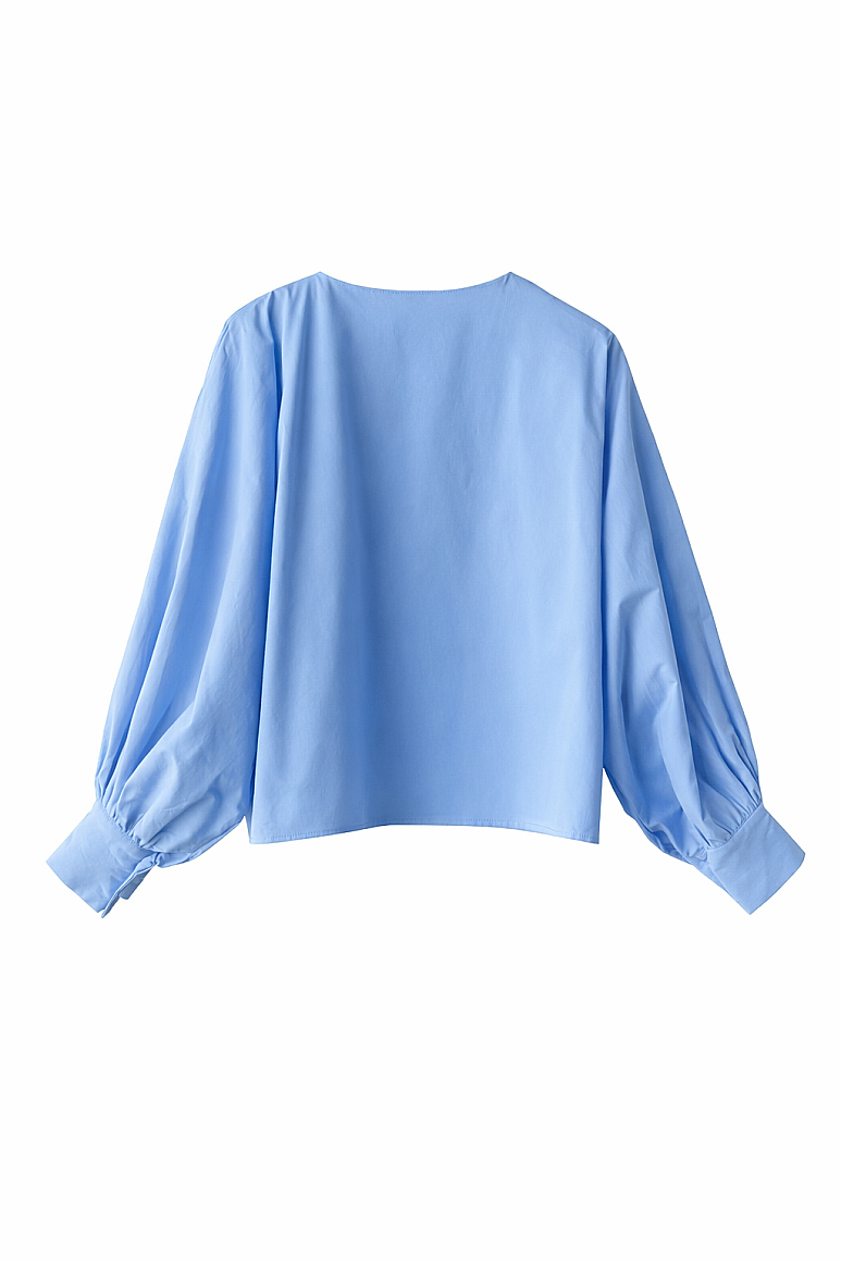 Balon Kol Premium Poplin Gömlek Mavi - 1