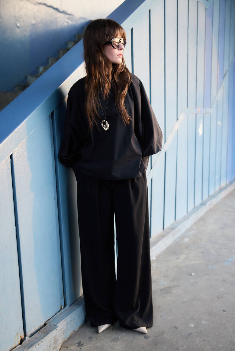 Balon Kol Premium Poplin Gömlek Siyah - 1