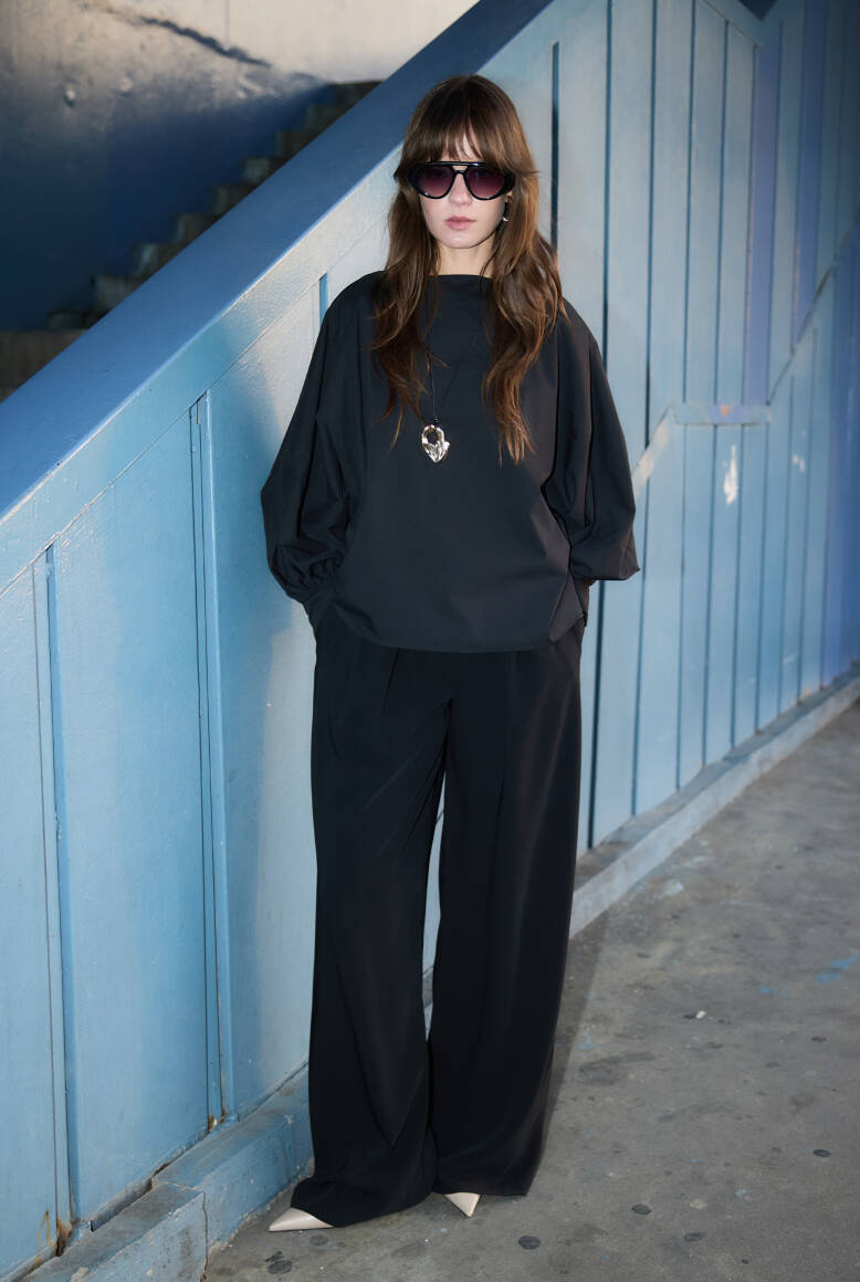 Balon Kol Premium Poplin Gömlek Siyah - 2