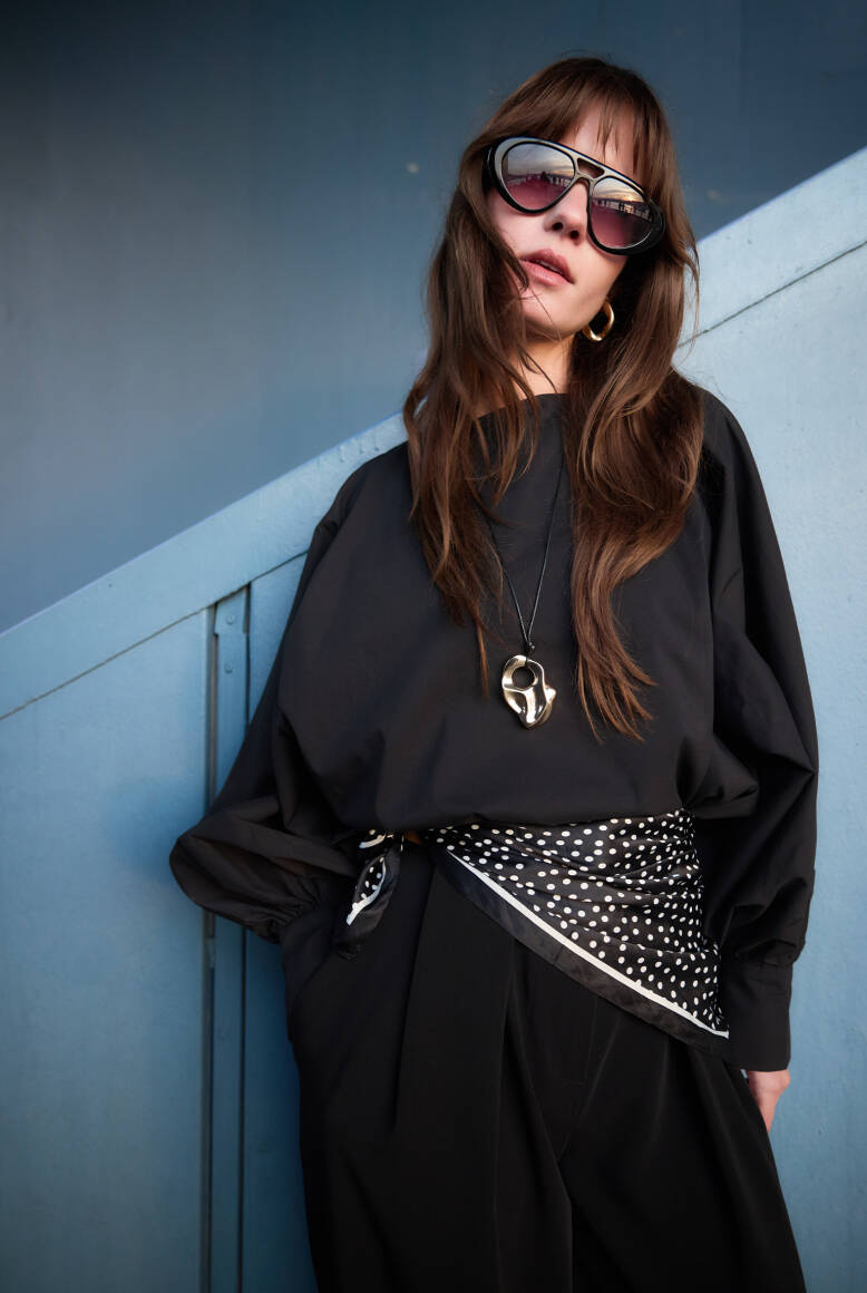 Balon Kol Premium Poplin Gömlek Siyah - 4