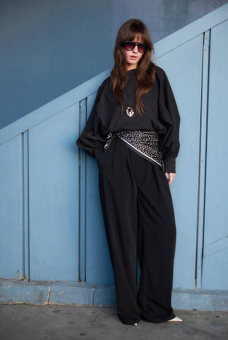 Balon Kol Premium Poplin Gömlek Siyah - 5