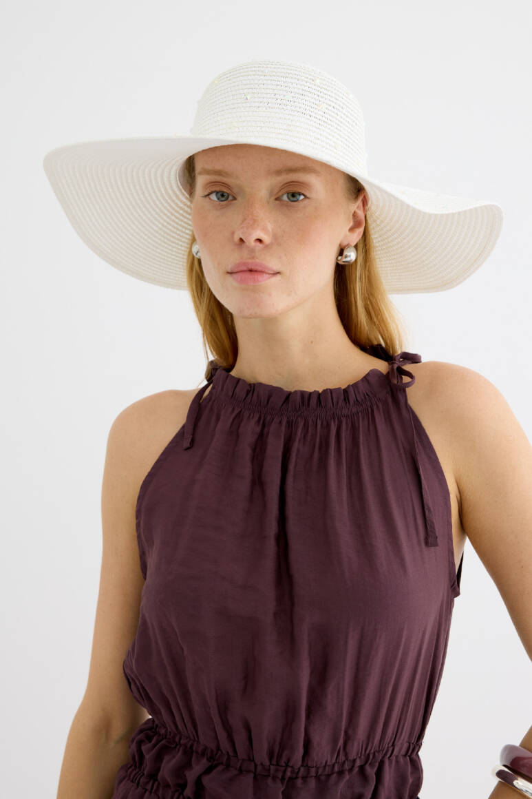 Basic Hasır Şapka Beyaz - EMNORA