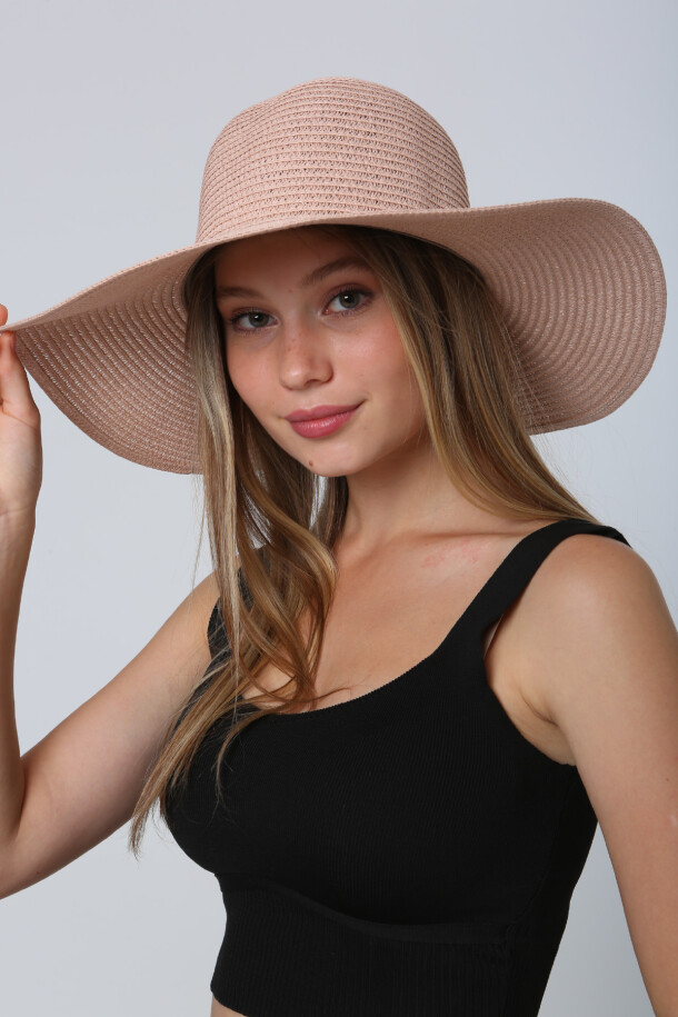 Basic Hasır Şapka Soft Pembe - EMNORA (1)