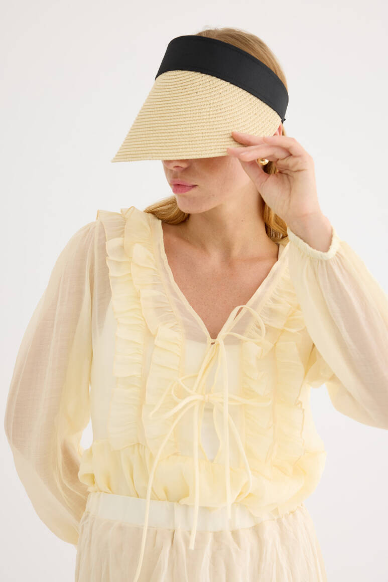 Basic Hasır Vizör Şapka Bej - EMNORA