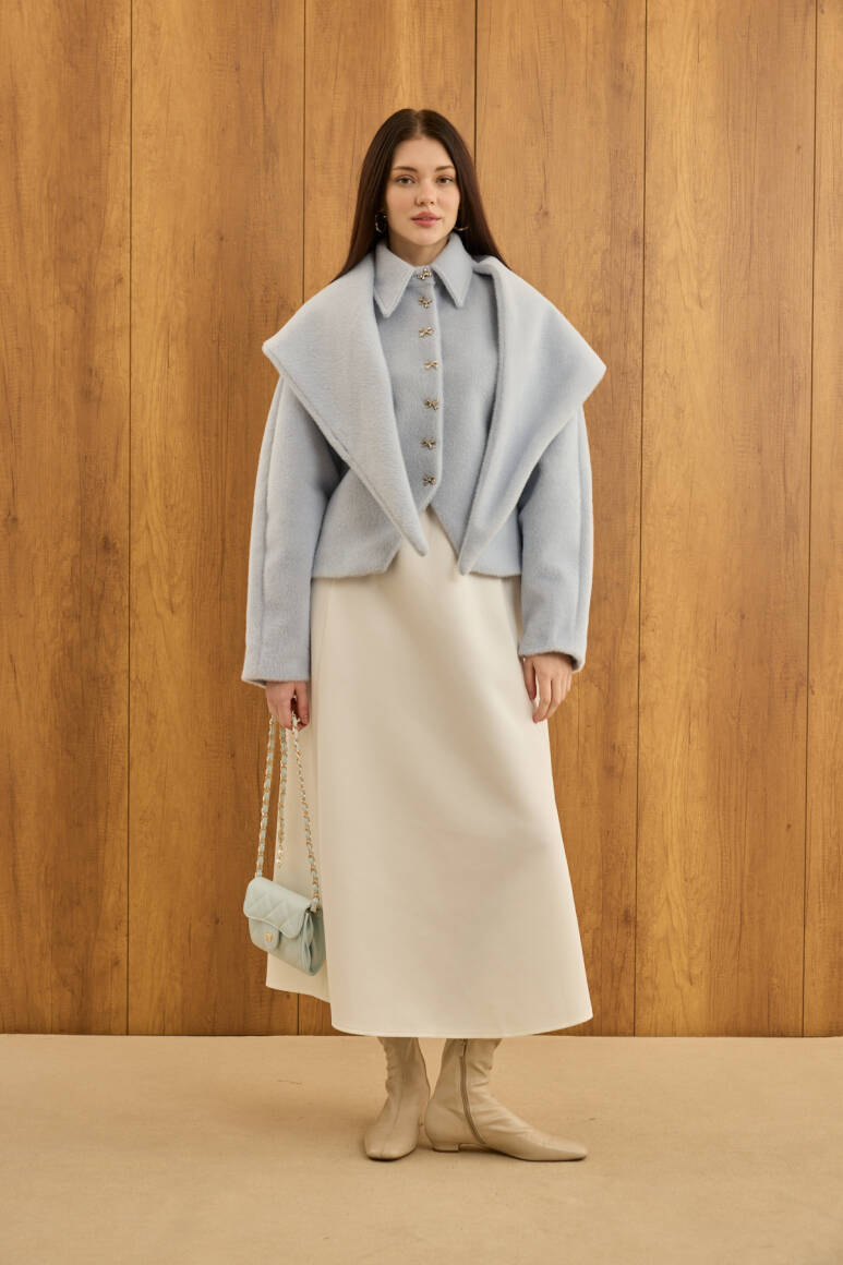 Belden Oturtmalı Atkılı Fox Kaban Soft Mavi - EMNORA