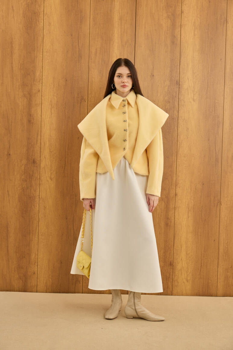 Belden Oturtmalı Atkılı Fox Kaban Soft Sarı - EMNORA