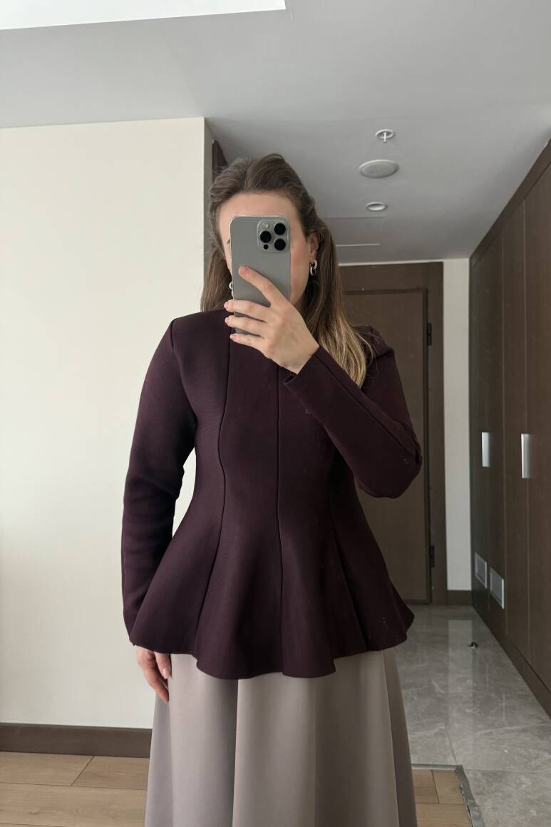 Belden Oturtmalı Triko Bluz Burgonya - 9