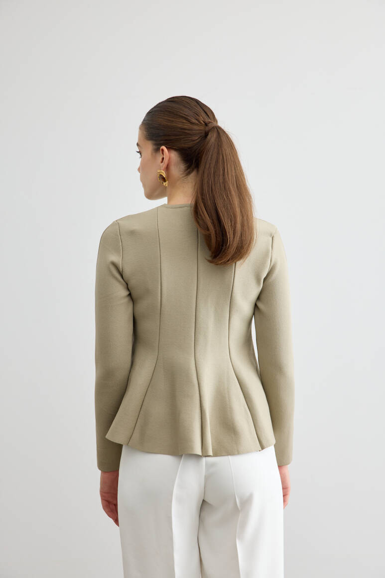 Belden Oturtmalı Triko Bluz Çağla Yeşili - 7