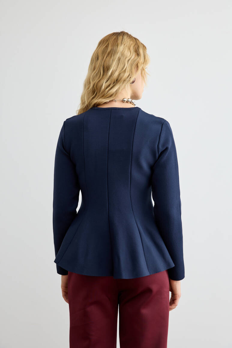 Belden Oturtmalı Triko Bluz Lacivert - 9