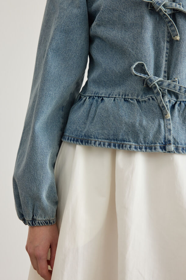 Bella Fiyonklu Denim Gömlek Mavi - 4
