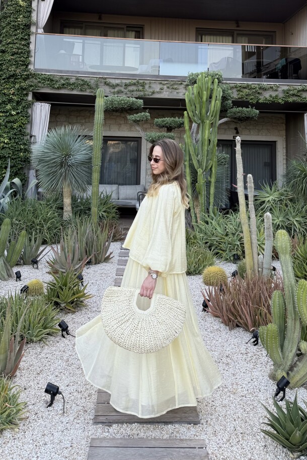 Biye Detaylı Princess Etek Soft Sarı - EMNORA (1)