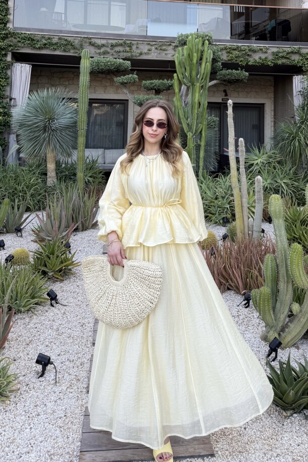 Biye Detaylı Princess Bluz Soft Sarı - EMNORA (1)