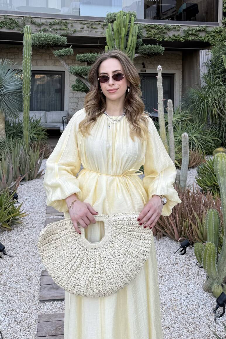 Biye Detaylı Princess Bluz Soft Sarı - EMNORA