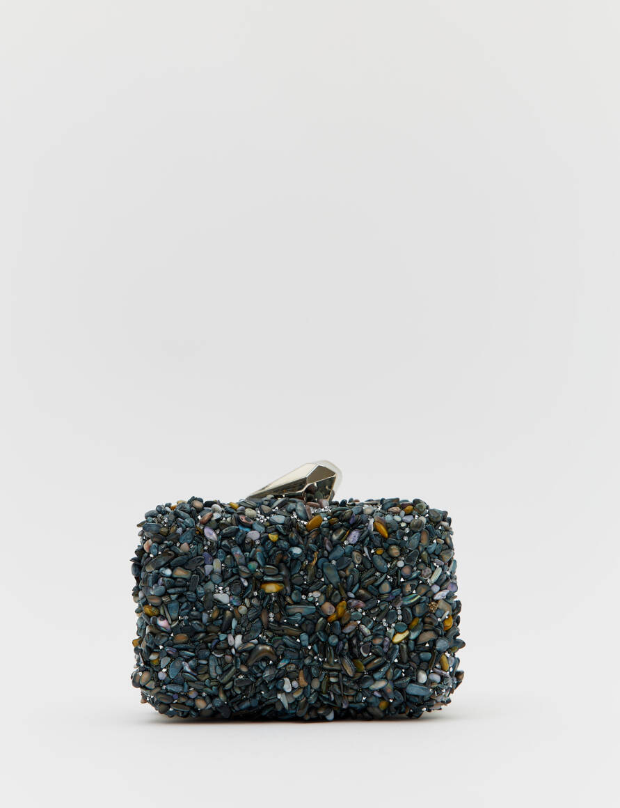 Brightness Taşlı Clutch Çanta KÜLLÜ MAVİ - 1