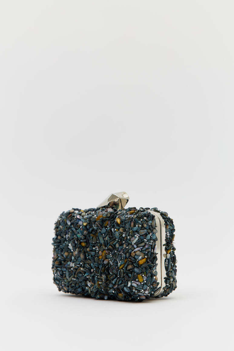 Brightness Taşlı Clutch Çanta KÜLLÜ MAVİ - 2