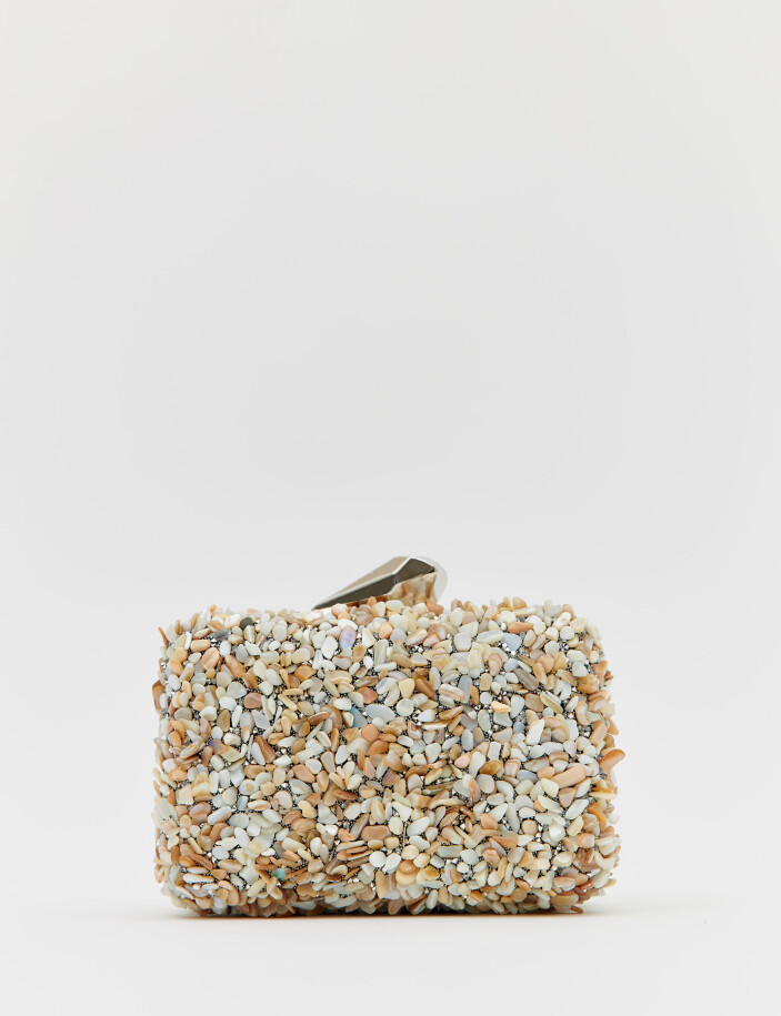 Brightness Taşlı Clutch Çanta Nude Nude