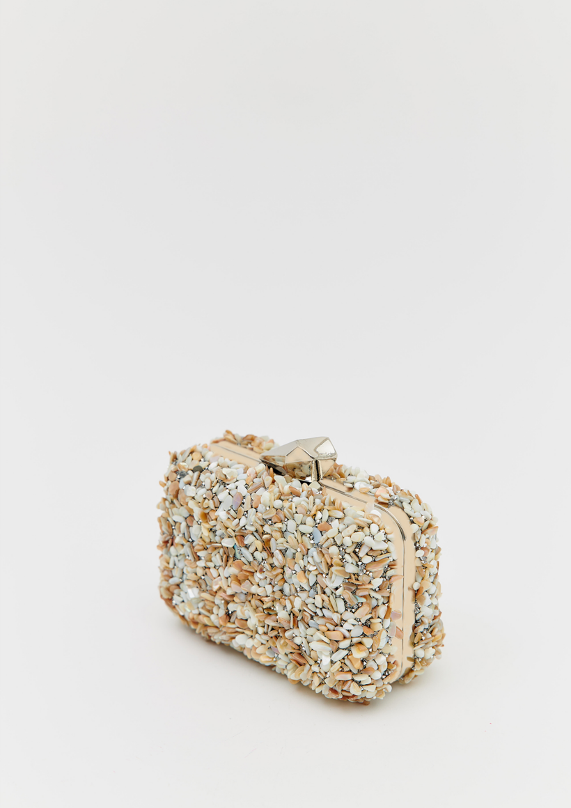 Brightness Taşlı Clutch Çanta Nude - EMNORA