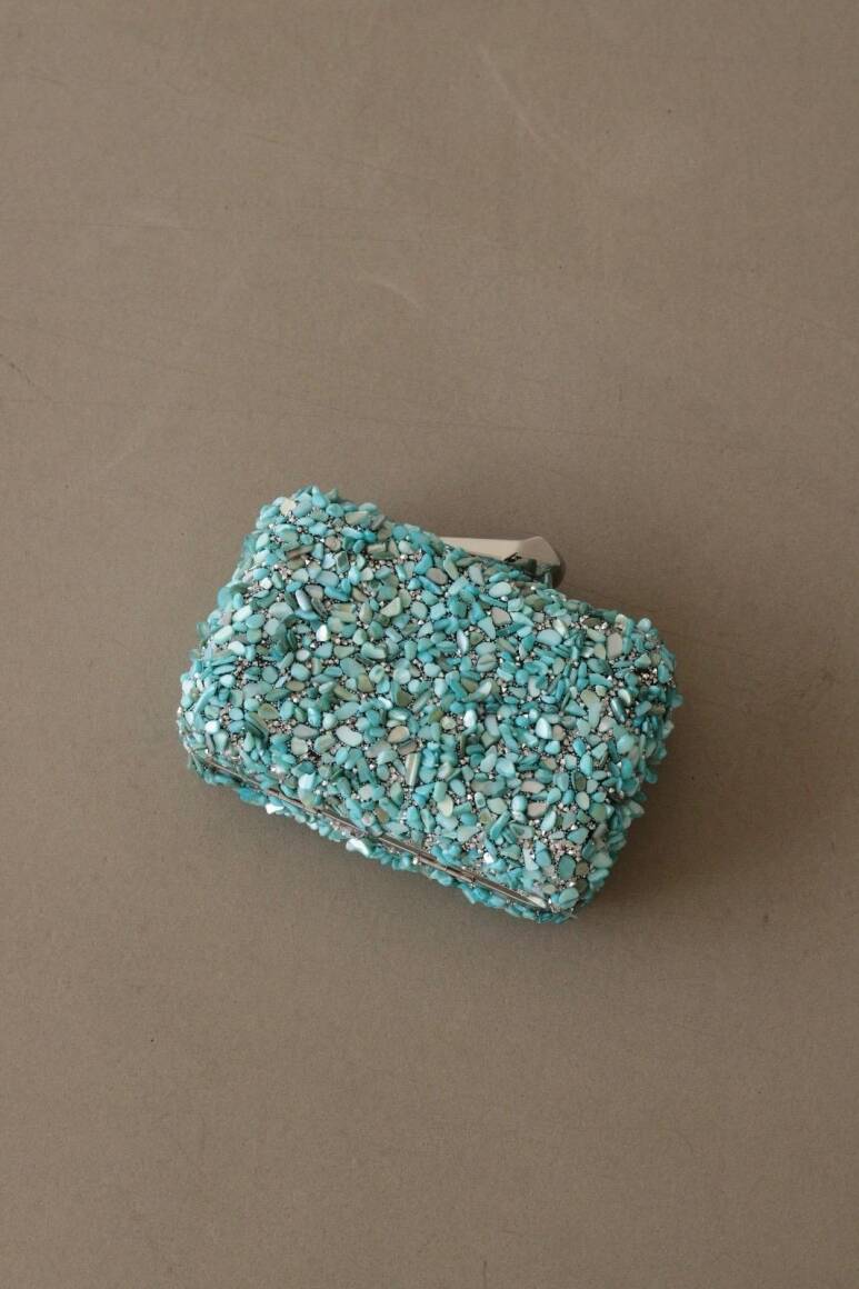 Brightness Taşlı Clutch Çanta Turkuaz - 3