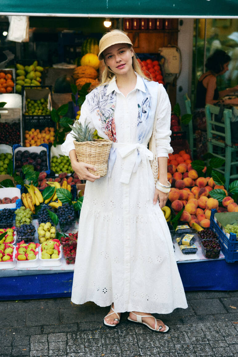 Brode Gömlek Elbise Beyaz - EMNORA