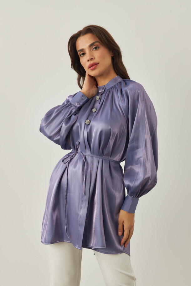 Broşlu Işıltılı Gömlek EFLATUN - EMNORA