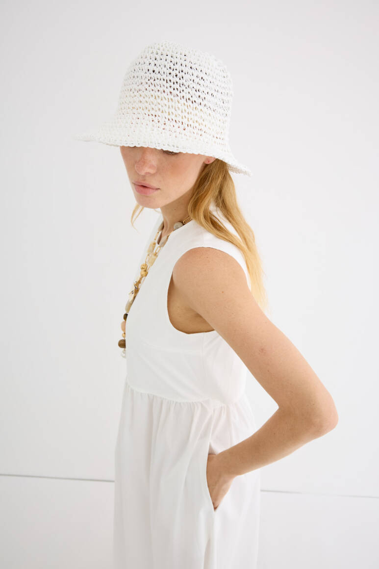 Cosmo Poplin Elbise BEYAZ - EMNORA