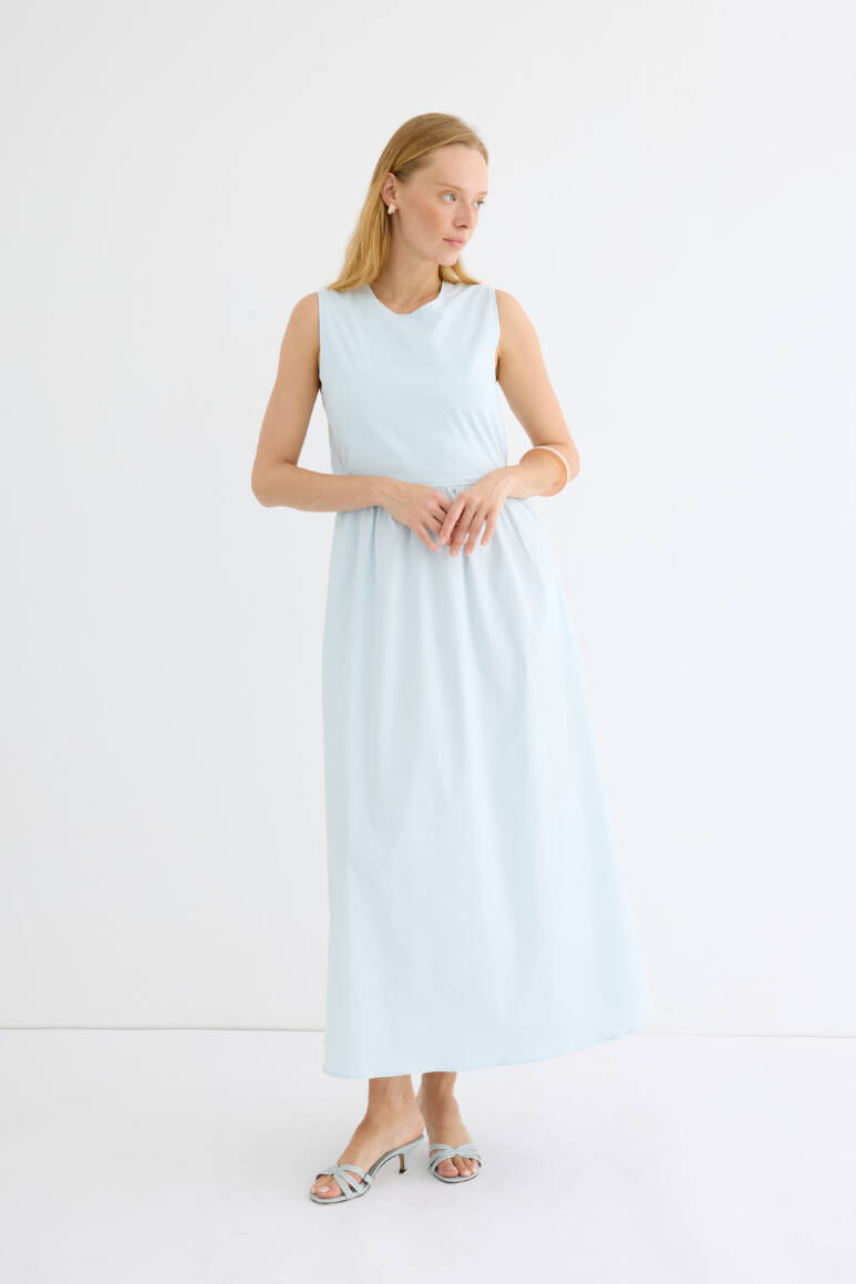 Cosmo Poplin Elbise Soft Mavi - EMNORA