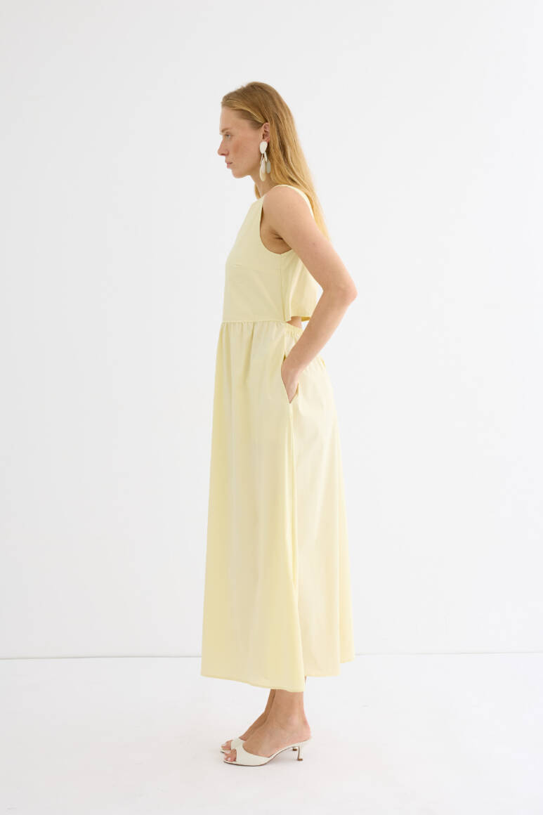 Cosmo Poplin Elbise Soft Sarı - 6