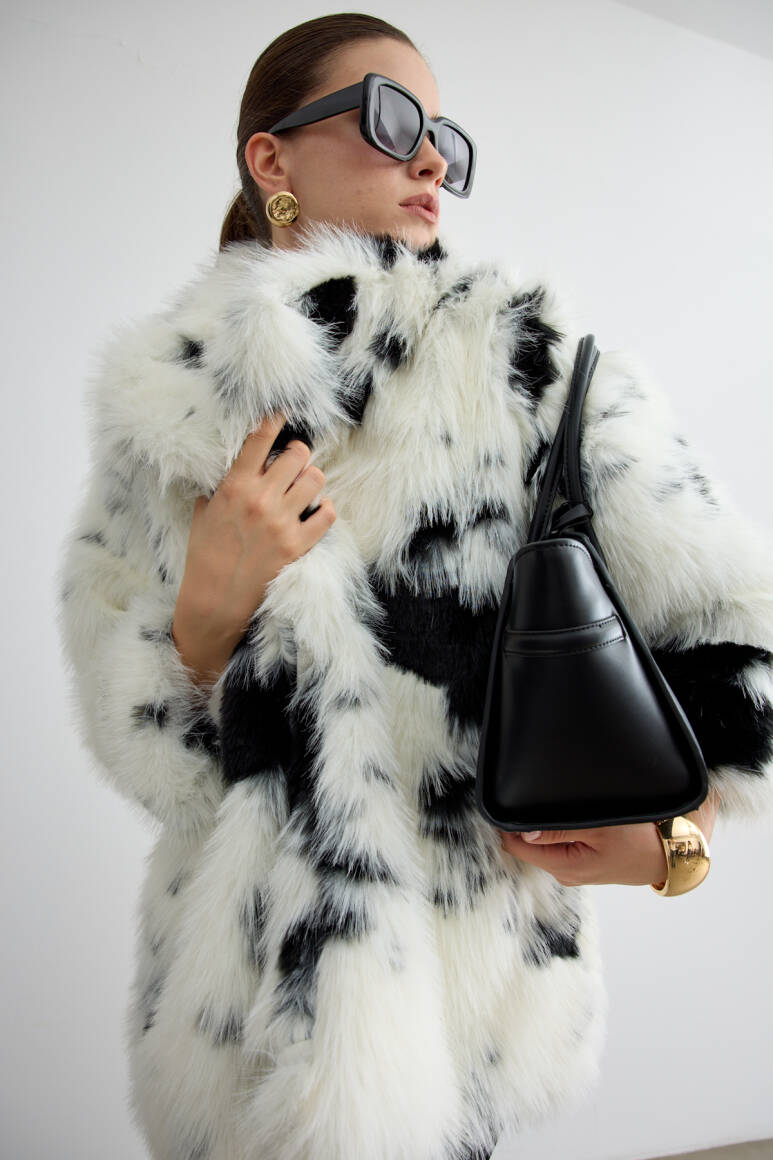 Cow Kemerli Premium Kürk Siyah - 5