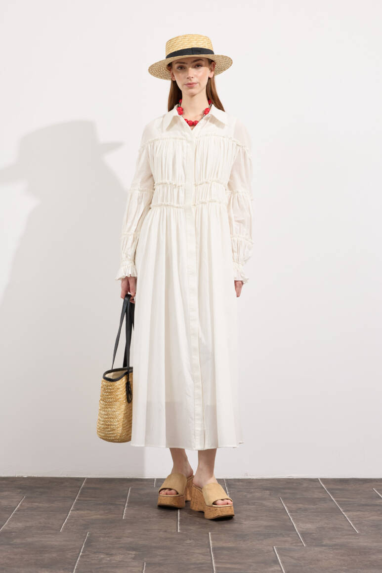 Daisy Vual Elbise Ekru - EMNORA